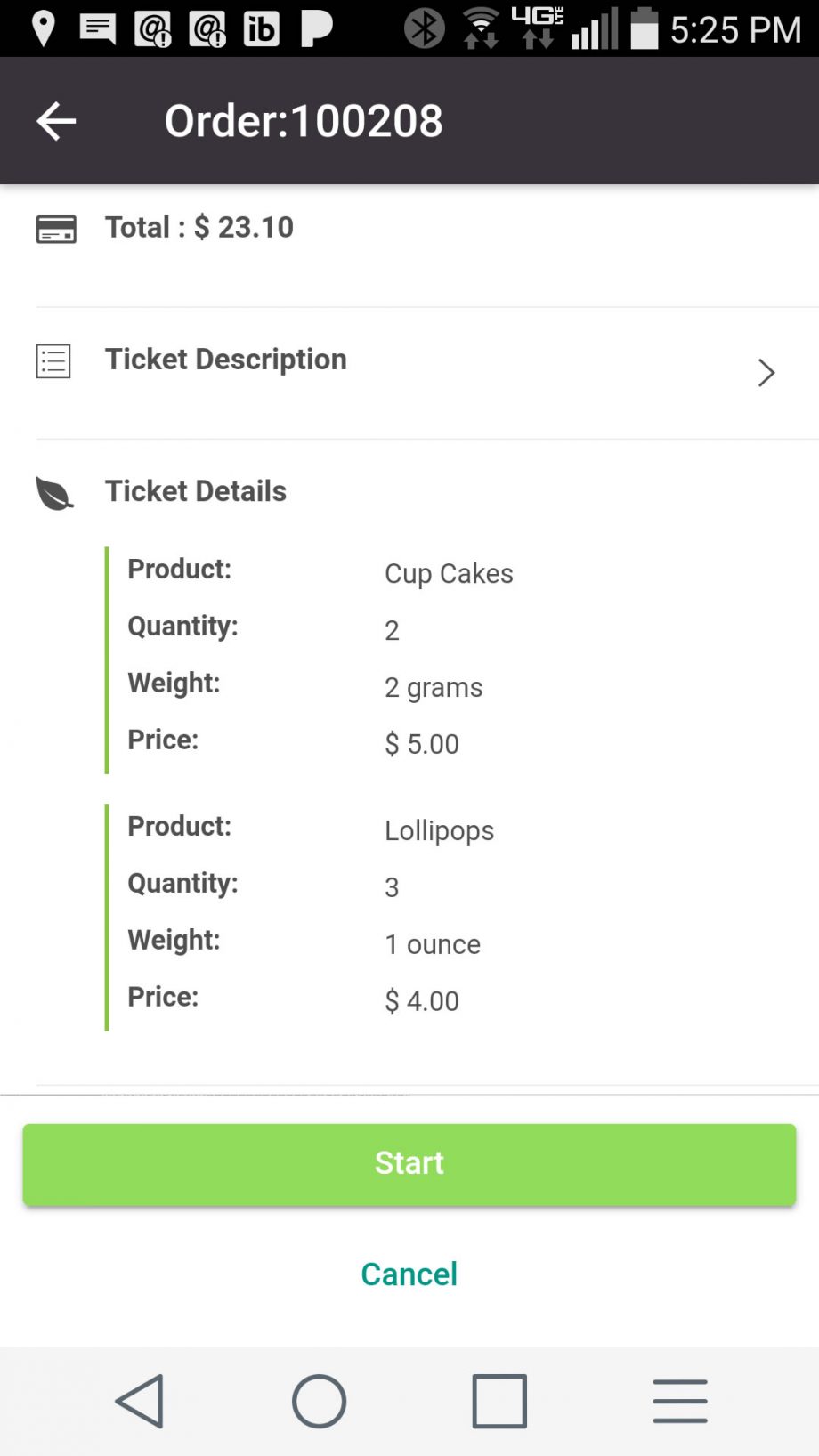 Order Items Screenshot from Zippykind delivery app