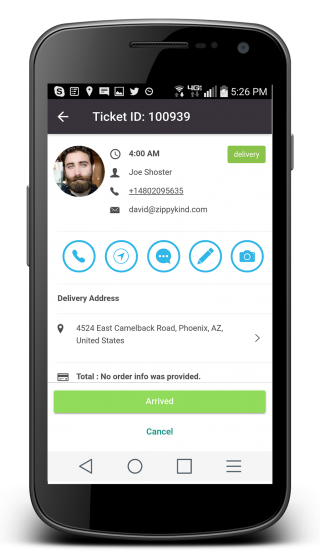 delivery ticket on android phone